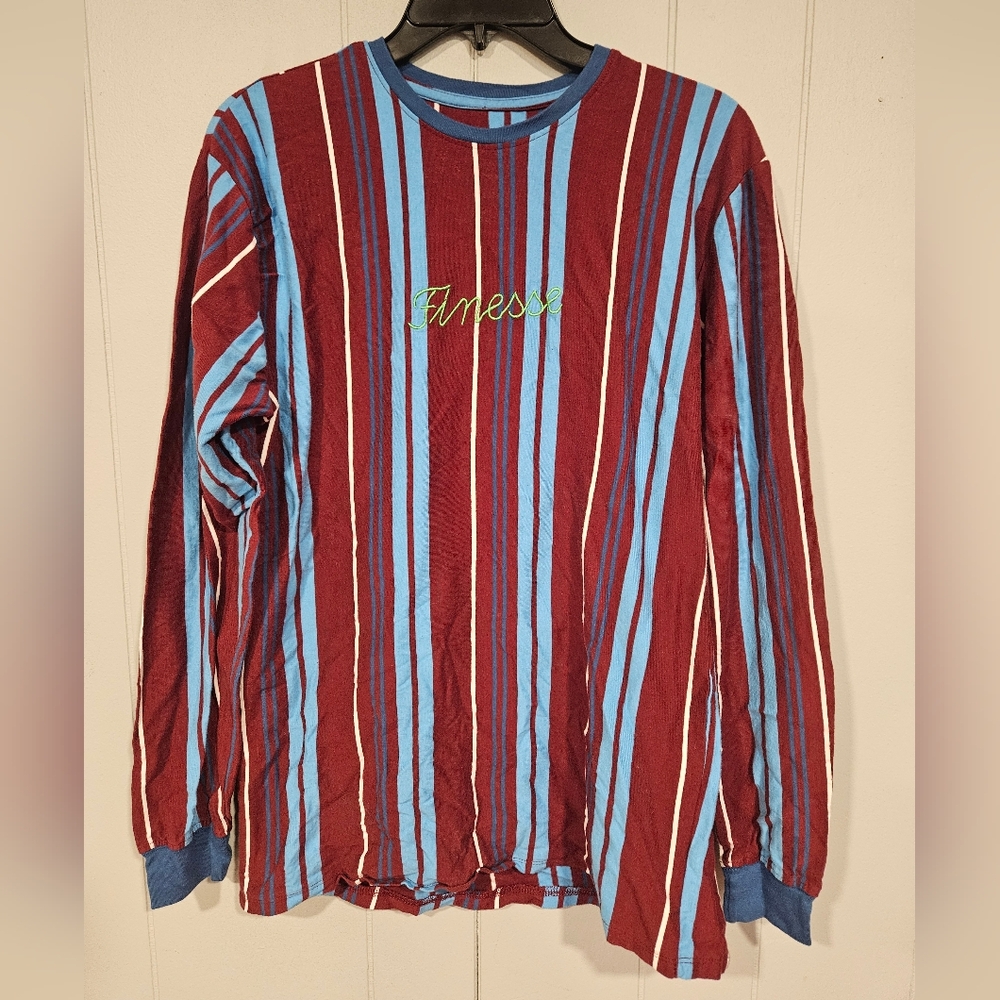 Vox Populi Colorful Striped Long Sleeve "Finesse" T-Shirt  Large 19" Pit To Pit